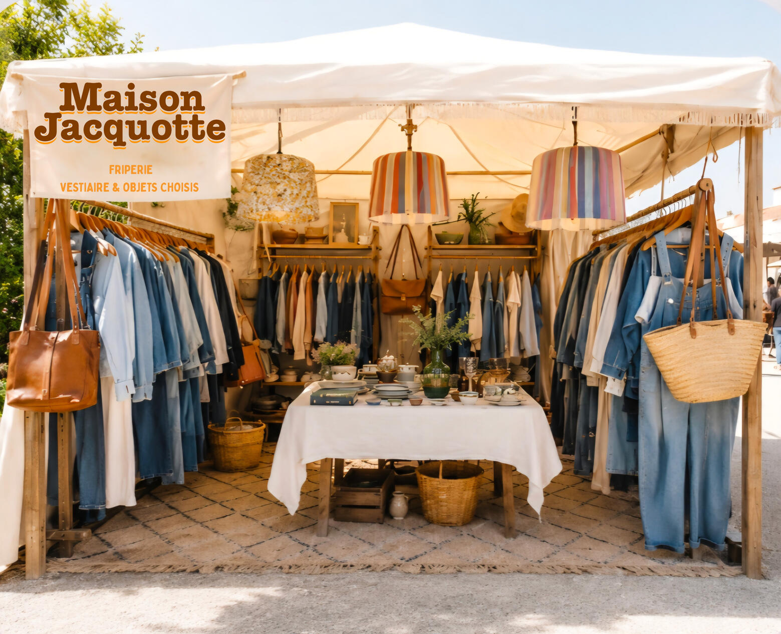 Maison Jacquotte : une friperie ambulante entre La Rochelle et l'Île de Ré Maison Jacquotte n'a pas de boutique fixe. C'est un stand qui se déplace, une sélection qui change chaque semaine, et une idée simple : friperie, vestiaire et objets choisis. D'où